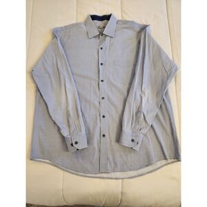 Tasso Elba XL Men's Casual Long Sleeve Shirt Blue, Geometric Pattern